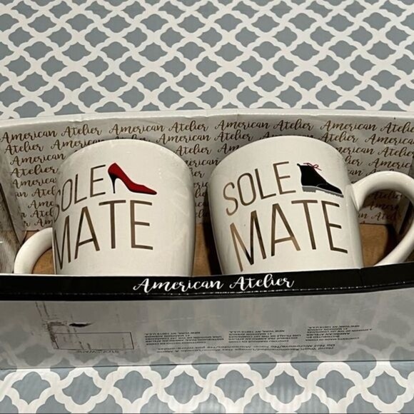 AMERICAN Atelier Set of 2 SOLE MATE 15 oz Tea Coffee Mugs - Picture 3 of 5